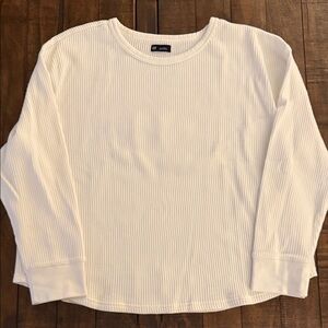 GAP White Long Sleeve Ribbed Tee